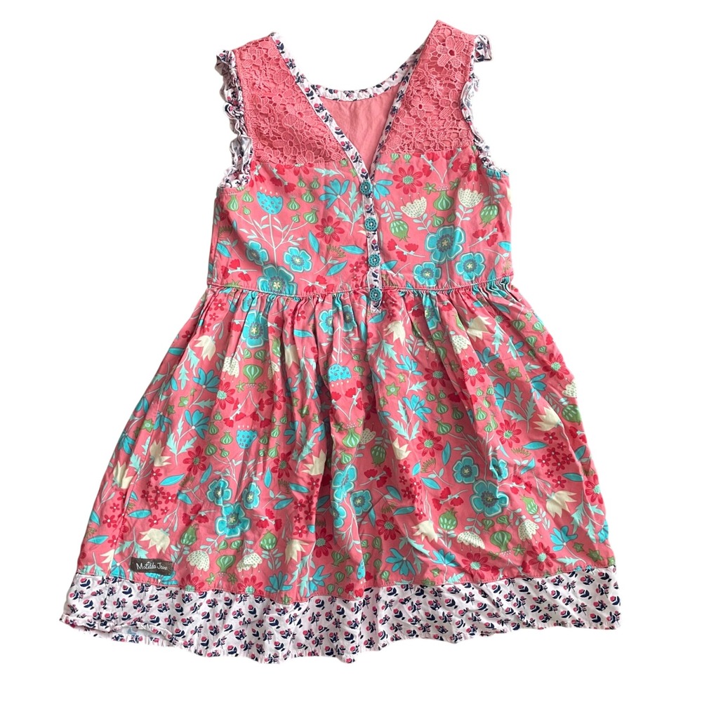 Matilda Jane Girls Pink Floral Crochet Lace Sleeveless Dress Size‎ 8